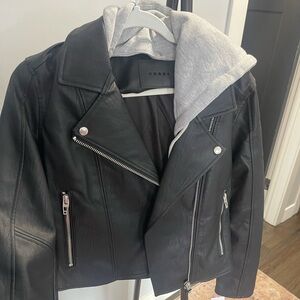 Blank NYC vegan leather jacket w removable hood